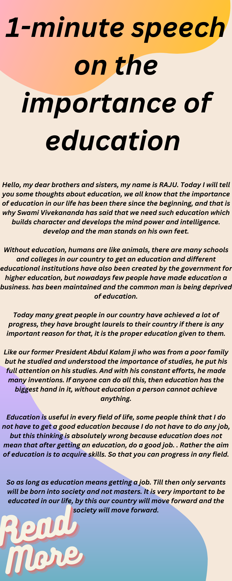 a small speech on education